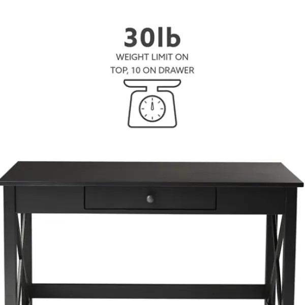 Office Furniture-Kirkland's Home Wood X-Sides Desk Black