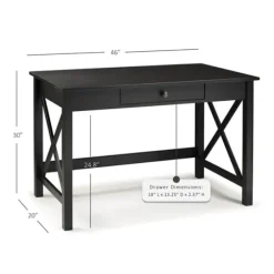 Office Furniture-Kirkland's Home Wood X-Sides Desk Black
