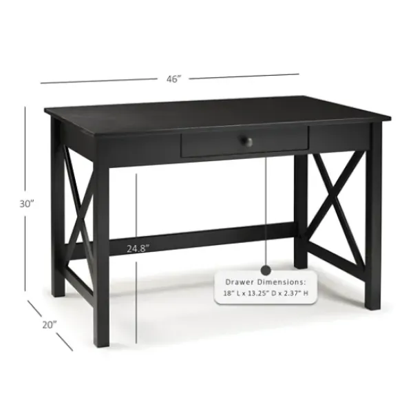 Office Furniture-Kirkland's Home Wood X-Sides Desk Black