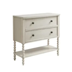 Cabinets & Sideboards-Kirkland's Home Wooden Balled Legs 2-Drawer Chest White