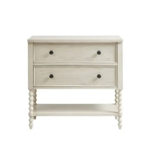 Cabinets & Sideboards-Kirkland's Home Wooden Balled Legs 2-Drawer Chest White