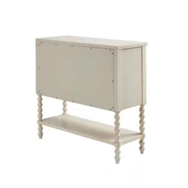 Cabinets & Sideboards-Kirkland's Home Wooden Balled Legs 2-Drawer Chest White