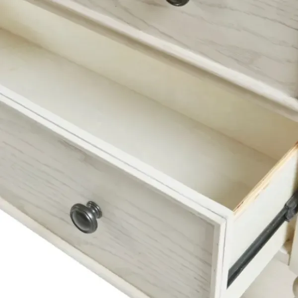 Cabinets & Sideboards-Kirkland's Home Wooden Balled Legs 2-Drawer Chest White