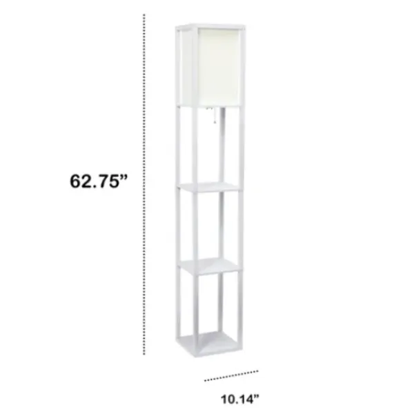 Floor Lamps-Kirkland's Home Wooden Column Shelf Floor Lamp White