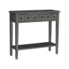 Console Tables-Kirkland's Home Wooden Console Table With Double Drawers Gray