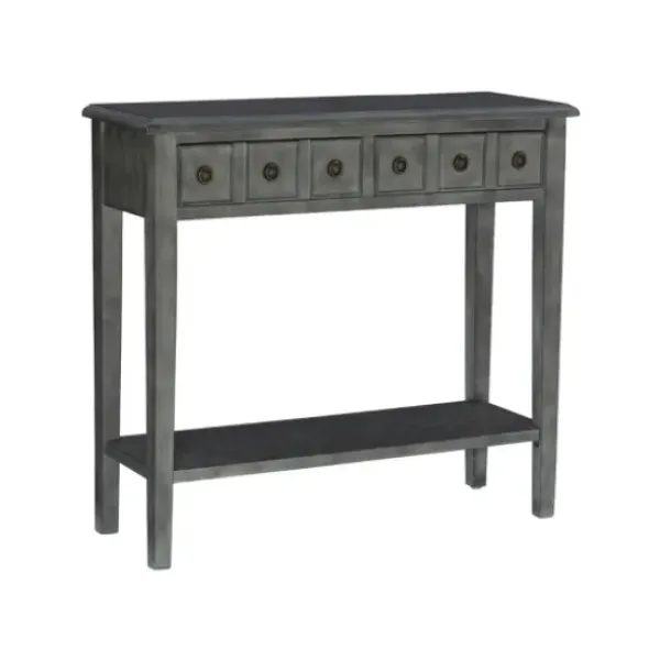Console Tables-Kirkland's Home Wooden Console Table With Double Drawers Gray