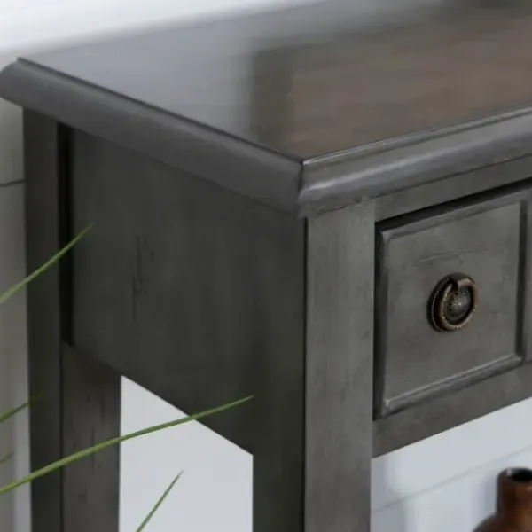 Console Tables-Kirkland's Home Wooden Console Table With Double Drawers Gray