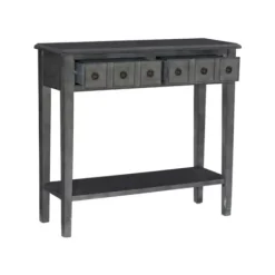 Console Tables-Kirkland's Home Wooden Console Table With Double Drawers Gray