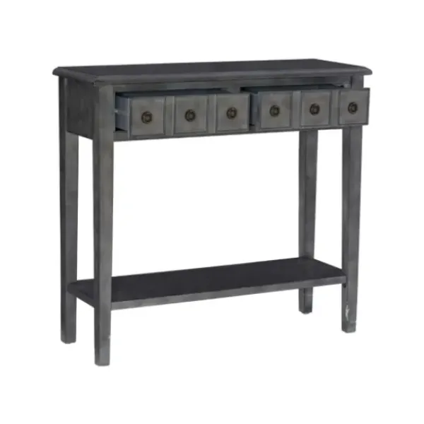Console Tables-Kirkland's Home Wooden Console Table With Double Drawers Gray