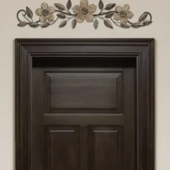 Wall Plaques-Kirkland's Home Wooden Floral Over Door Plaque Brown