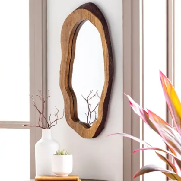 Decorative Mirrors-Kirkland's Home Wooden Live Edge Framed Wall Mirror