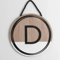 Monogram Wall Decor-Kirkland's Home Wooden Neutral Beaded Monogram D Plaque Tan/Black/White