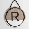 Monogram Wall Decor-Kirkland's Home Wooden Neutral Beaded Monogram R Plaque Tan/Black/White