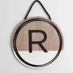 Monogram Wall Decor-Kirkland's Home Wooden Neutral Beaded Monogram R Plaque Tan/Black/White
