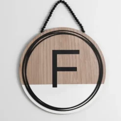 Monogram Wall Decor-Kirkland's Home Wooden Neutral Beaded Monogram F Plaque Tan/Black/White