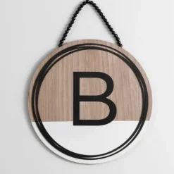 Monogram Wall Decor-Kirkland's Home Wooden Neutral Beaded Monogram B Plaque Tan/Black/White
