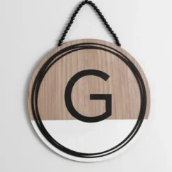 Monogram Wall Decor-Kirkland's Home Wooden Neutral Beaded Monogram G Plaque Tan/Black/White