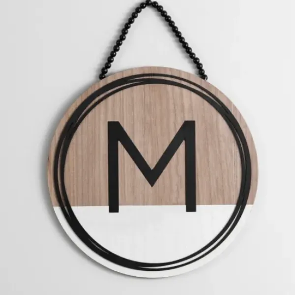 Monogram Wall Decor-Kirkland's Home Wooden Neutral Beaded Monogram M Plaque Tan/Black/White