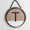 Monogram Wall Decor-Kirkland's Home Wooden Neutral Beaded Monogram T Plaque Tan/Black/White