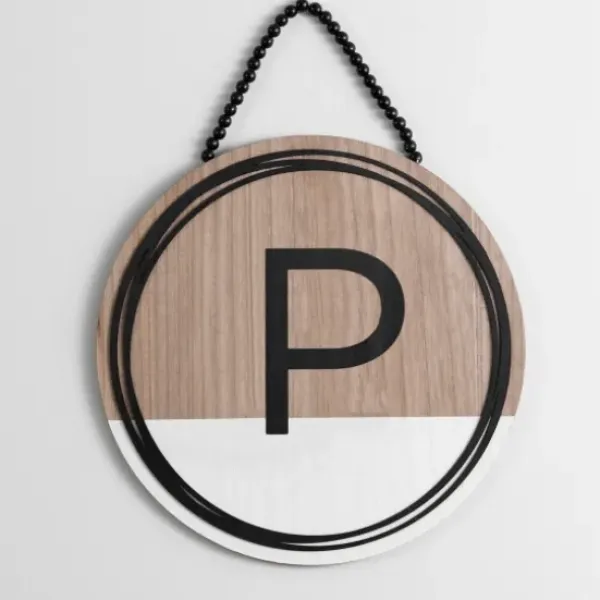 Monogram Wall Decor-Kirkland's Home Wooden Neutral Beaded Monogram P Plaque Tan/Black/White