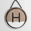 Monogram Wall Decor-Kirkland's Home Wooden Neutral Beaded Monogram H Plaque Tan/Black/White