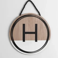 Monogram Wall Decor-Kirkland's Home Wooden Neutral Beaded Monogram H Plaque Tan/Black/White