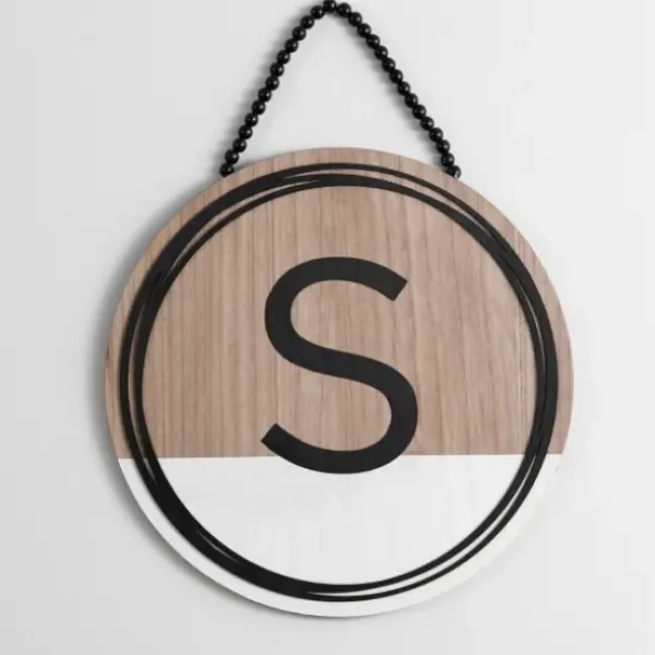 Monogram Wall Decor-Kirkland's Home Wooden Neutral Beaded Monogram S Plaque Tan/Black/White