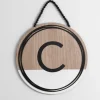 Monogram Wall Decor-Kirkland's Home Wooden Neutral Beaded Monogram C Plaque Tan/Black/White