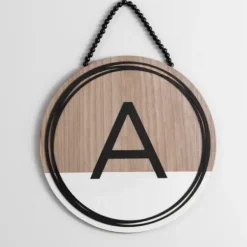 Monogram Wall Decor-Kirkland's Home Wooden Neutral Beaded Monogram A Plaque Tan/Black/White