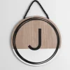Monogram Wall Decor-Kirkland's Home Wooden Neutral Beaded Monogram J Plaque Tan/Black/White