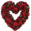 Wreaths-Kirkland's Home Wooden Roses And Cherries Valentine Heart Wreath Red