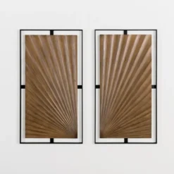 Wall Plaques-Kirkland's Home Wooden Starburst Metal Wall Plaques, Set Of 2 Brown