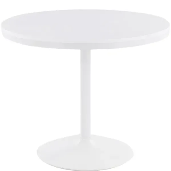 Dining Tables-Kirkland's Home Wooden Top Metal Base Round Dining Table White
