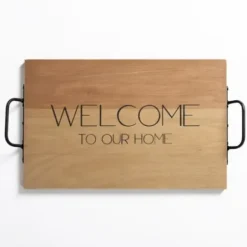 Decorative Trays-Kirkland's Home Wooden Tray With Rope Handles Brown