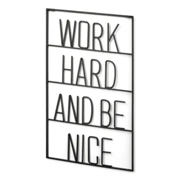 Wall Quotes & Signs-Kirkland's Home Word Hard And Be Nice Metal Wall Plaque Black