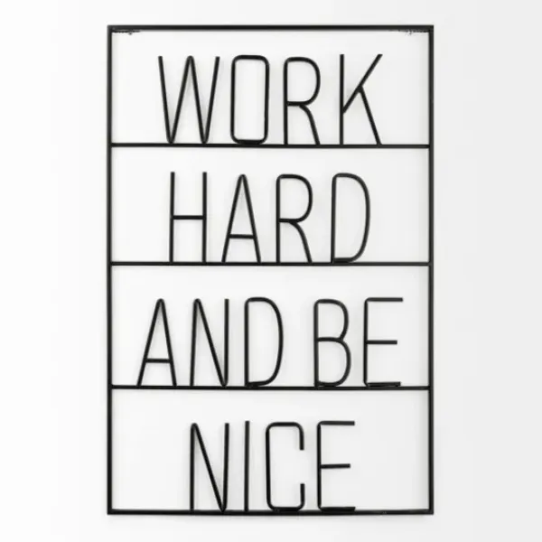 Wall Quotes & Signs-Kirkland's Home Word Hard And Be Nice Metal Wall Plaque Black