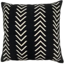 Pillows-Kirkland's Home Woven Black And White Chevron Throw Pillow Black/White