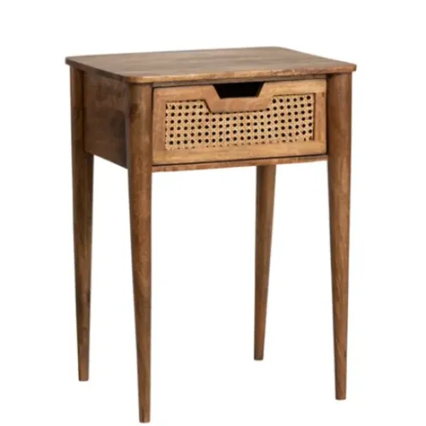 Accent & End Tables-Kirkland's Home Woven Cane And Mango Wood Side Table Brown