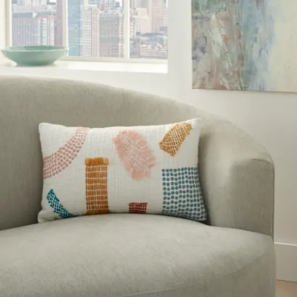 Pillows-Kirkland's Home Woven Geometric Patches Lumbar Pillow Multi