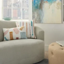 Pillows-Kirkland's Home Woven Geometric Patches Lumbar Pillow Multi