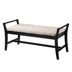 Benches & Ottomans-Kirkland's Home Woven Hyacinth And Black Wood Bench White
