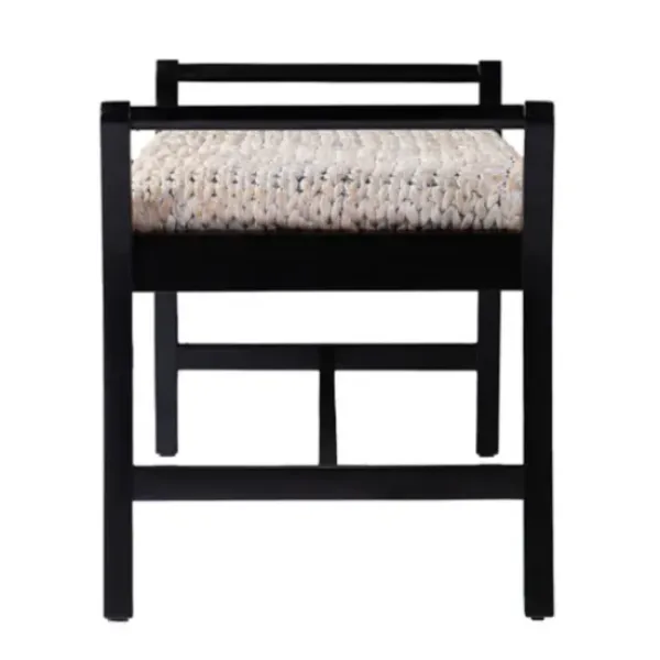 Benches & Ottomans-Kirkland's Home Woven Hyacinth And Black Wood Bench White