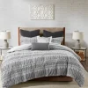 Comforters-Kirkland's Home Woven Jacquard California King Comforter Set Gray