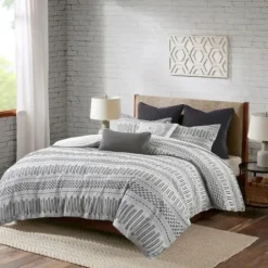 Comforters-Kirkland's Home Woven Jacquard California King Comforter Set Gray