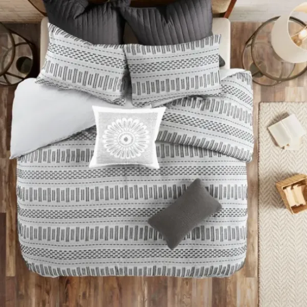 Comforters-Kirkland's Home Woven Jacquard California King Comforter Set Gray