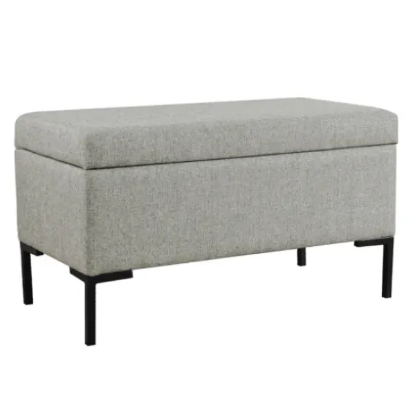 Benches & Ottomans-Kirkland's Home Woven Polyester Storage Bench Gray