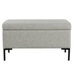 Benches & Ottomans-Kirkland's Home Woven Polyester Storage Bench Gray