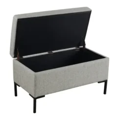 Benches & Ottomans-Kirkland's Home Woven Polyester Storage Bench Gray