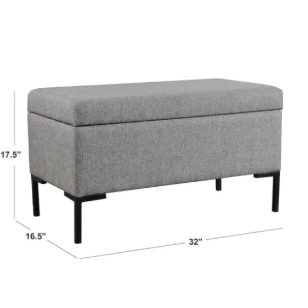 Benches & Ottomans-Kirkland's Home Woven Polyester Storage Bench Gray