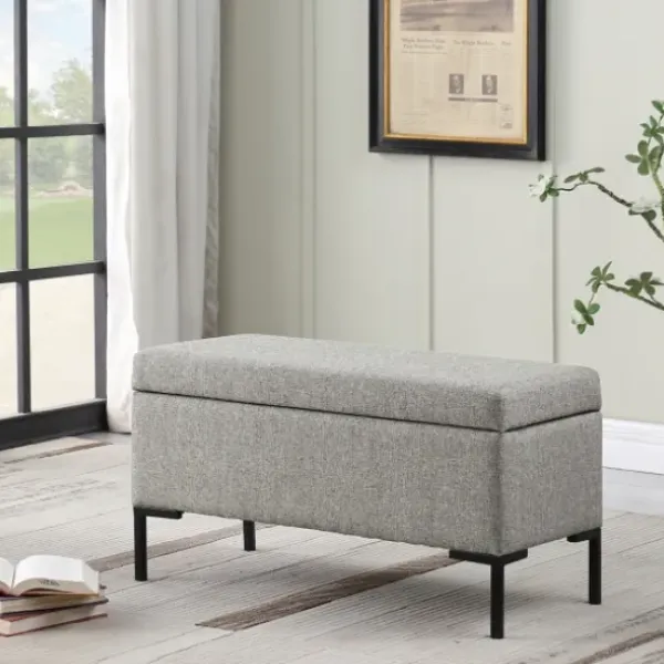Benches & Ottomans-Kirkland's Home Woven Polyester Storage Bench Gray